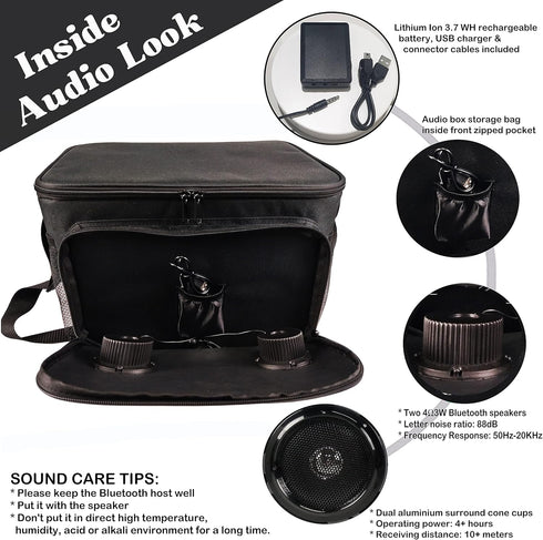 Insulated Cooler Bag with Bluetooth Speakers, Holds 24 Cans, Rechargeable Battery for iOS & Android, Leakproof