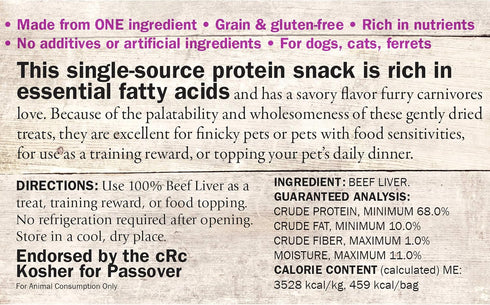 Evanger's Nothing But Natural Gently Dried Beef Liver Treats for Dogs - Healthy Snack