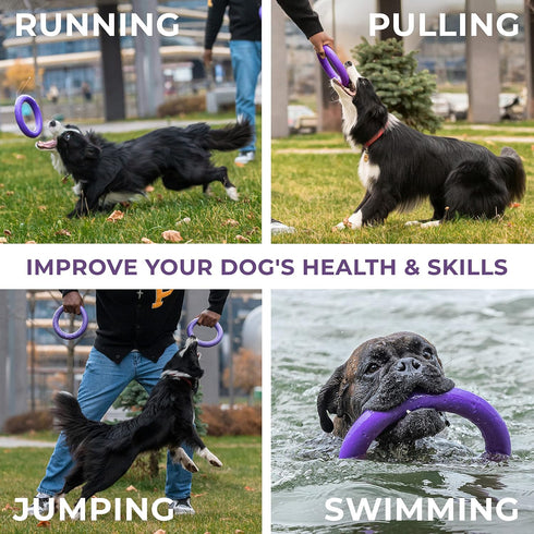 Puller Outdoor Dog Ring Toys - Fetch & Tug of War Toy for Small Medium Large Dogs, Soft Frisbee & Agility Tool