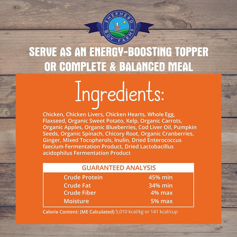 Freeze Dried Dog Food, 14 oz Bag - Chicken Recipe, All Natural Raw Dog Food, Made in USA, High in Protein
