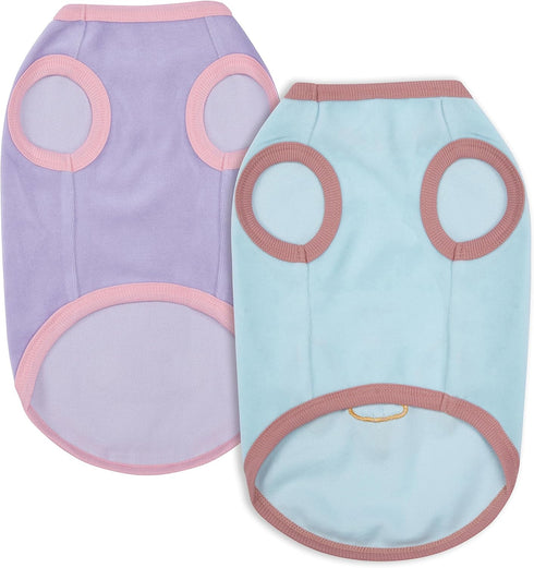 Blueberry Pet Pack of 2 Dog Pajamas & Tank Top - Soft Cotton Blend, Back Length 14"