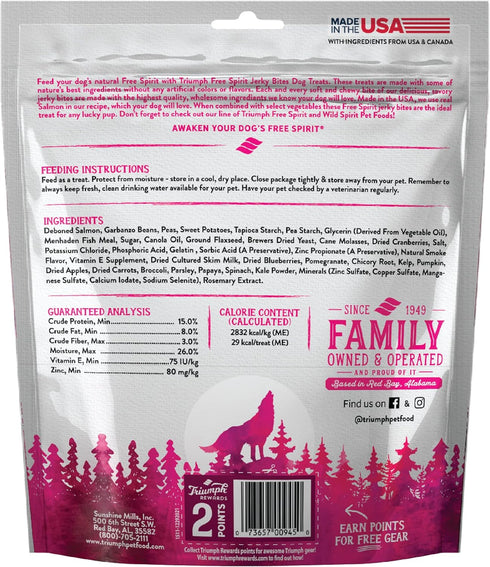 Triumph Free Spirit Grain Free Salmon and Vegetable Recipe Jerky Bites Soft Dog Treats | 24 oz
