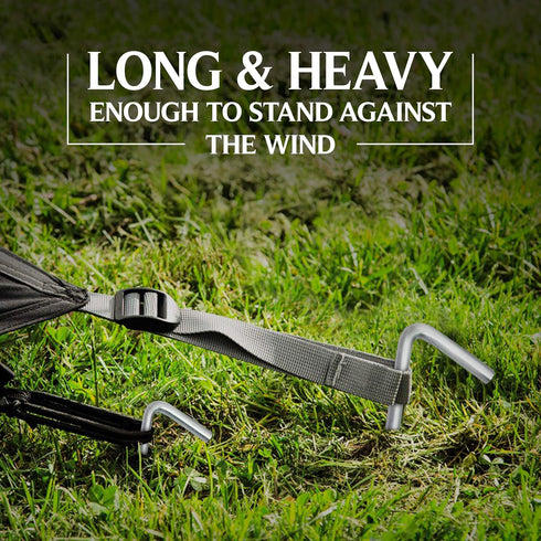 Tent Stakes for Outdoor Camping - Heavy Duty Metal, Galvanized Rust-Free Yard Stakes, 10 Garden Edging Fence Hooks