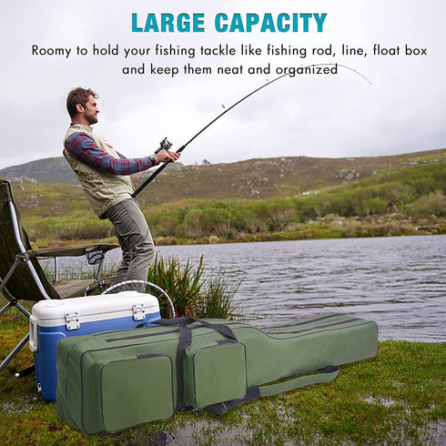 Portable Fishing Rod Case, 4.27ft Waterproof Fishing Pole Carrier Bag, Large Capacity Storage for Travel