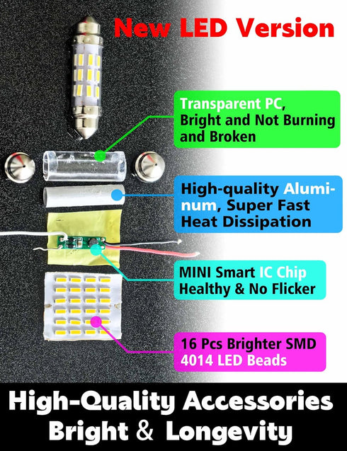 31mm Bulb1.5W, 200LM 12V 6500k 4pack Super Bright Marine Led Festoon Boat Navigation Lights Daylight for Marine
