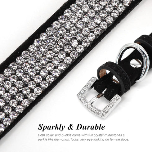 Pet Artist Cute Girl Rhinestone Suede Dog Collar for Small Dogs Cats, Bling Bowtie Collar, XS: Neck 7.5-10" (19-25cm)