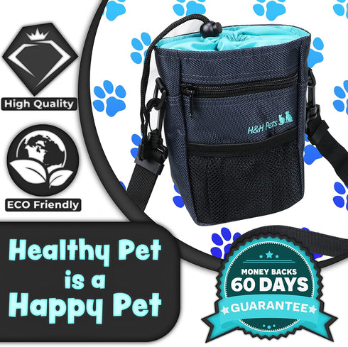 H&H Pets Dog Treat Pouch with Shoulder Strap, Waste Bag Dispenser, Training Accessories