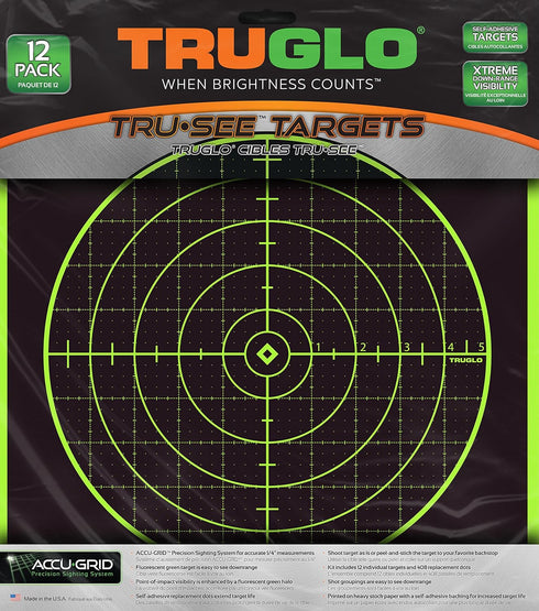 TRUGLO 12X12 Tru-See 100 Yard Bright Fluorescent Self-Adhesive Reactive Splatter Targets, 6, 12, 25 or 50-Pack
