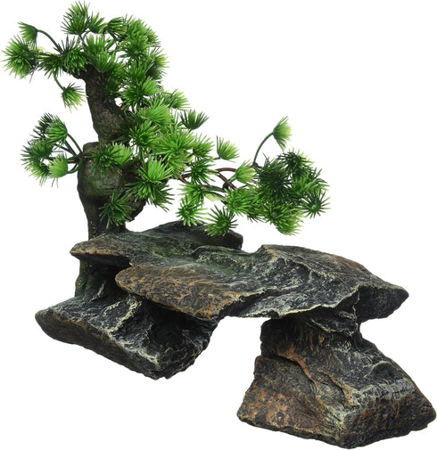 Penn-PLAX Deco-Replicas Bonsai Tree on Rocks Aquarium Decoration, Safe for Freshwater and Saltwater