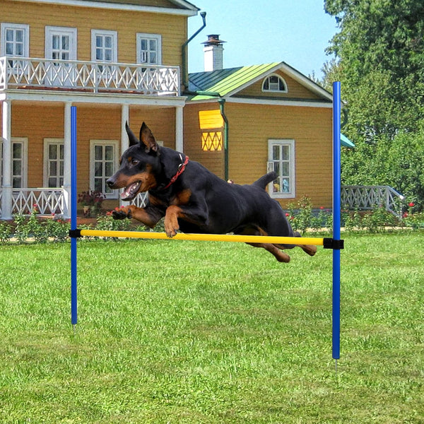 Dog Agility Training Equipment - Height Adjustable Jumper Hurdle Bar, Portable Obstacle Course Tool for Backyard
