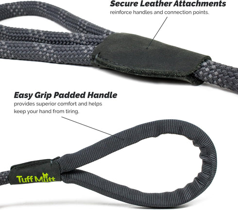 Dog Rope Leash with Lightweight Locking Swivel Carabiner, Comfortable Padded Handle, 5 Foot Long Lead for Medium to