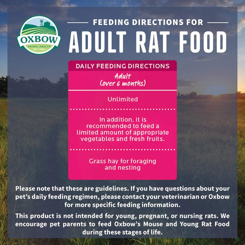 Oxbow Essentials Adult Rat Food - All Natural, Veterinarian Recommended, 3 lb, No Artificial Ingredients