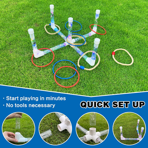 Set MOLACHI Ring Toss Games for Adults and Kids,Yard Games,Outdoor Indoor Games with LDE Light,Easy to Up w/Compact