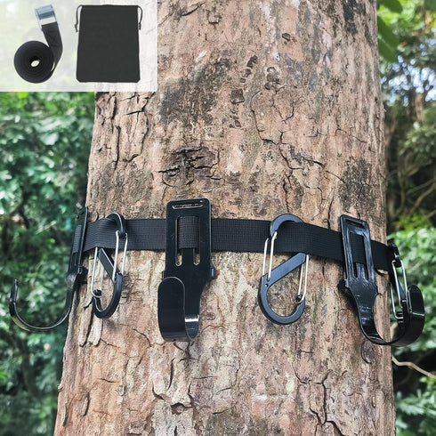 Tree Stand Straps Bow Hanger with Metal Hooks, High Loading Gear Hanger for Hunting, Hiking, Camping
