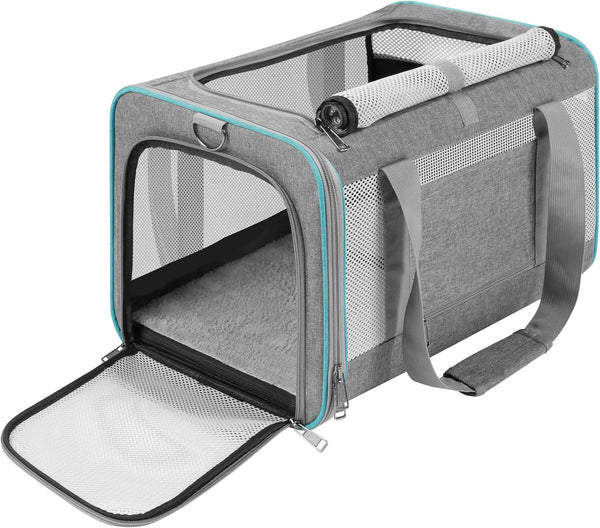 Pet Carrier for Large Cats 20 lbs+, Soft Sided Small Dog Travel Carrier, Top Load, Collapsible