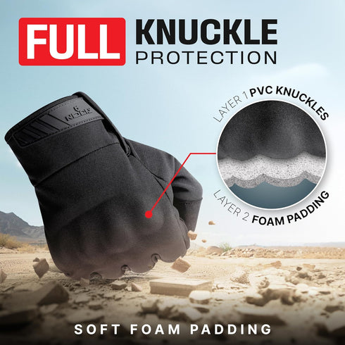 NoCry Tactical Shooting Gloves for Men, Water Resistant with Padded Knuckle Guards and Non-Slip Grip