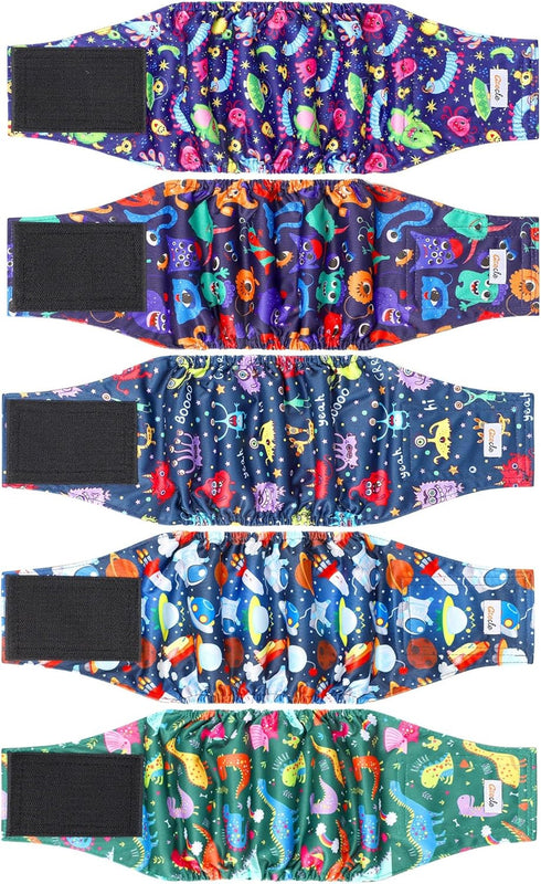 5 Pack Male Dog Diapers, Reusable Belly Bands for Male Dogs, High