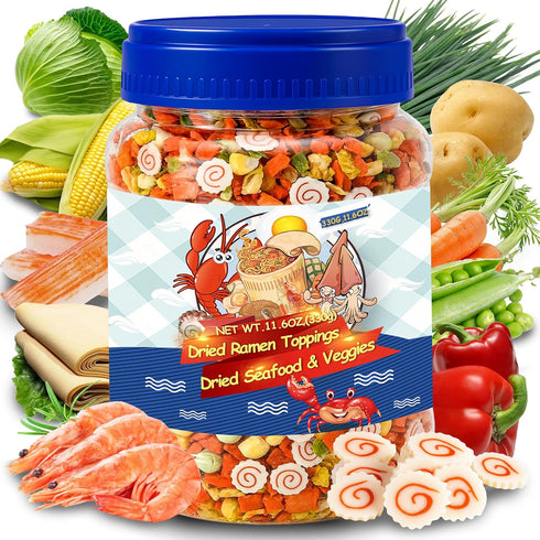 11.6oz Dried Ramen Toppings 11 Mixed Dehydrated Seafood & Vegetables with Shrimp,