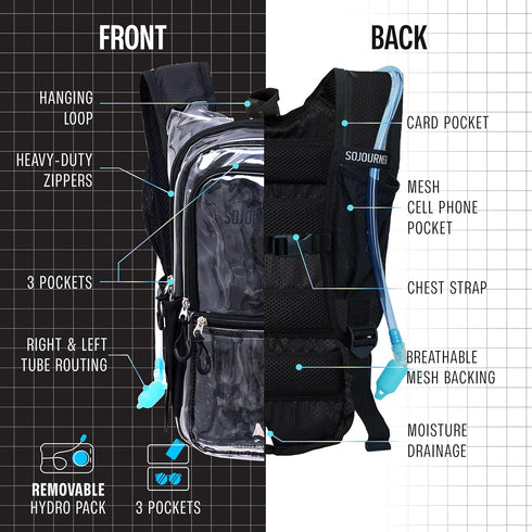 Sojourner Hydration Pack, Water Backpack with 2L Bladder for Hiking, Running, Biking