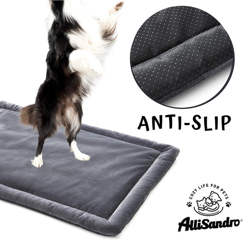 Allisandro Waterproof Dog Bed, Washable Crate Pad, Durable Soft Mattress, Anti-Slip for Dogs, Grey 47.2 x 27.6 Inches