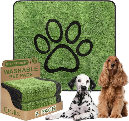 Qeils Reusable Dog Pee Pads, 2 Pack Super Absorbent & Leakproof Washable
