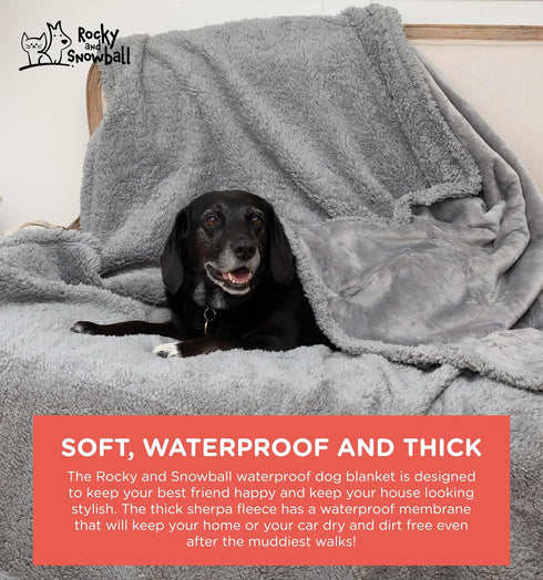 Waterproof Dog Blankets for Large Dogs, Washable Sherpa Blanket for Bed, Pet Covers for Couches, 40x60, Light Grey