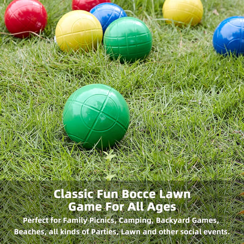 100mm Set, Set 8 Balls/1 Pointyard Bocce Ball Regulation Bocci Ball with PE Bocce Pallino/Carrying Bag/Measuring Tape