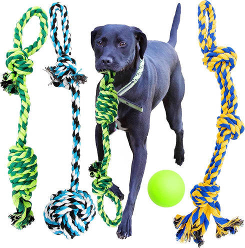 Youngever Dog Rope Toys, Puppy Chew Toys for Medium to Large Dogs (4 Pack)