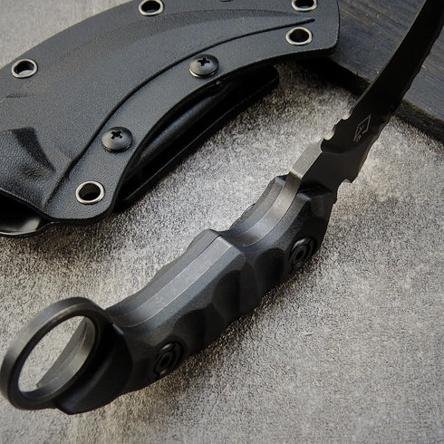 GTK691 Fixed Blade Knife - D2 Steel Blade with Nylon Fiberglass Handle & Kydex Sheath (Black)