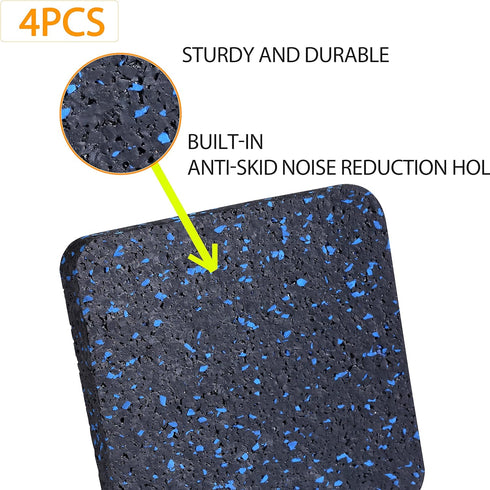 Treadmill Mat Pads, Exercise Equipment Mat with High Density Rubber for Floor Protection, 3.94" x 3.94" x 0.5" (4 PCS)
