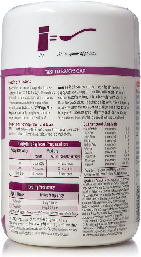 12oz Hartz Powdered Puppy Milk Replacer