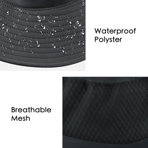 Womens Wide Brim Ponytail Sun Hat - Mesh Bucket Hat with UV UPF50 Protection for Summer Travel