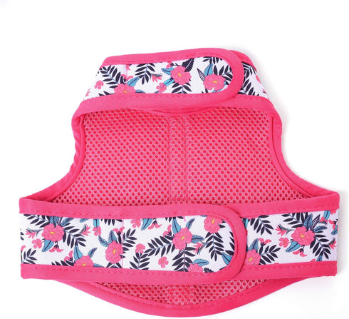 Mile High Life Dog Harness, Air Mesh Floral Vest for 20 lbs Small Dogs & Cats, Adjustable Easy Closures (Peony, XS)