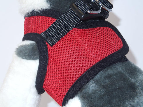 Soft No Pull Step-in Dog Harness, Small Dog XXS XS Vest for Teacup, Chihuahua, Yorkie, Pomeranian, Red Mesh
