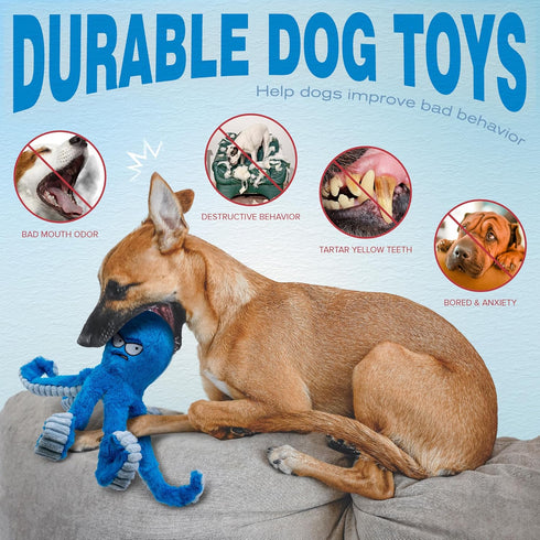 LEGEND SANDY Dog Toys for Aggressive Chewers - Large Interactive Squeaky Tug of War Dog Toy, Crinkle Dog Toy