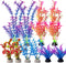 10 Pack Small Artificial Aquarium Plants, 4 Inch Approximate Height, Plastic Blue Fish Tank Decorations