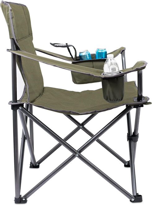 Internet's Best XL Padded Camping Folding Chair - Cooler Bag - Outdoor - Sports - Insulated Cup Holder - Heavy Duty