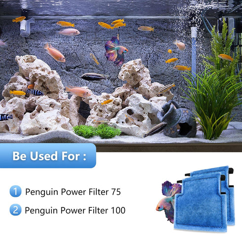 Aquarium Filter Cartridge Replacement, 8 Pack Rite-Size A Compatible with Power Filters 75/100