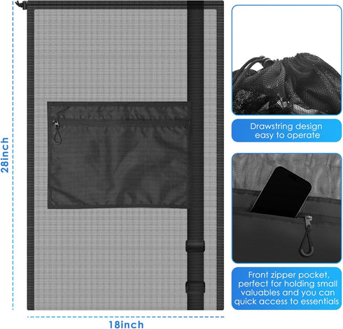 Swimming BROTOU Drawstring Bag Heavy Duty Mesh Bag Gym String Bag with Pocket Sport Equipment Bag for Yoga Beach