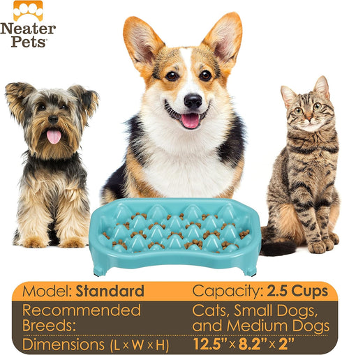 Neater Pet Brands - Neater Slow Feeder - Fun, Healthy, Stress Free Dog Bowl Helps Stop Bloat Prevents Obesity Improves Digestion (2.5 Cup, Aquamarine)