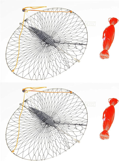 KUFA 2-Pack of Sports Casting Crab Trap with 100' Rope and Bait Bag