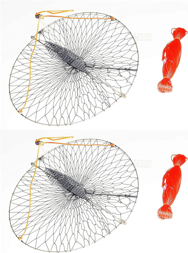 KUFA 2-Pack of Sports Casting Crab Trap with 100' Rope and Bait Bag