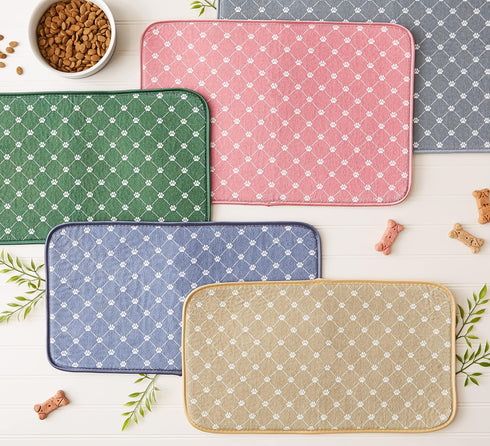 10x18, Bone Dry Machine Washable, Ultra Absorbent Pet Mat, Hunter Green Trellis Print
