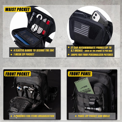CLTAC Pack Tactical Drop Leg Bag Utility Pouch Molle for Outdoor Motorcycle Cycling Hunting Hiking with CCW Gun Holster