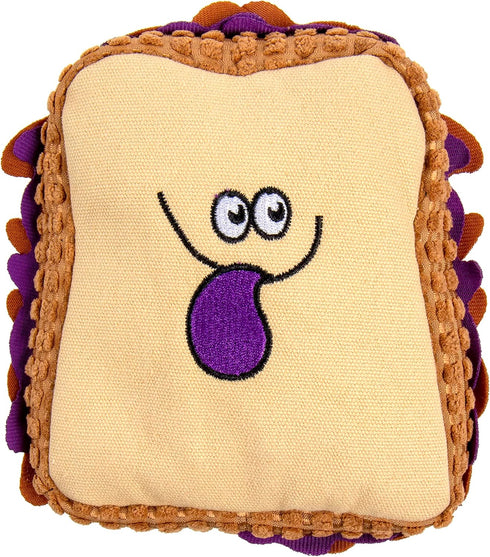 Tough 'N Fun PBJ Squeaky Plush Dog Toy, Chew Guard Technology, Tan, Medium Size
