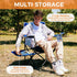 300LBS FUNDANGO Folding Padded Camping Chair, Portable Outdoor Full Back Lawn Arm Chair with Side Table Cup Holder Side