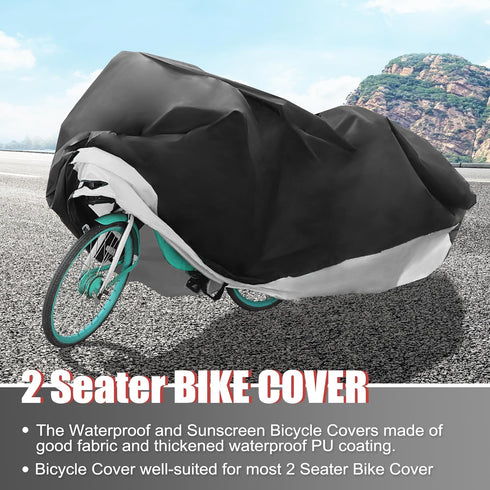uxcell Waterproof 2 Seater Bike Cover, Extra Long Tandem Bicycle Cover for Outdoor Sun Rain Protection