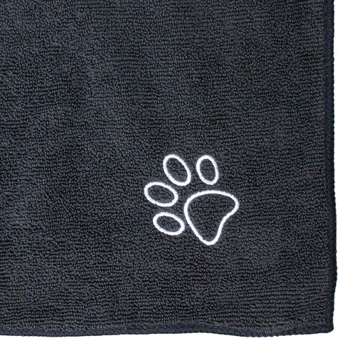 My Doggy Place Super Absorbent Microfiber Towel for Dog Bathing, Charcoal with Paw Print, 2 Pack