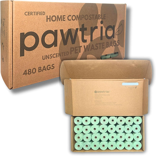Pawtria Certified Home Compostable Dog Poop Bags (480), Value pack, Biodegradable Poop
