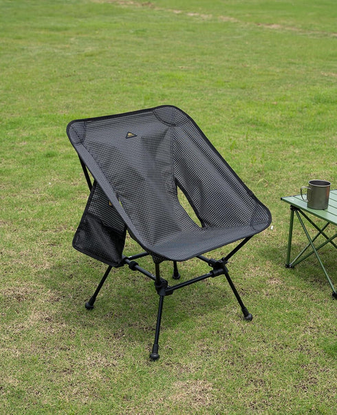 iClimb Ultralight Compact Camping Folding Beach Chair with Anti-Sinking Large Feet and Back Support Webbing (Black